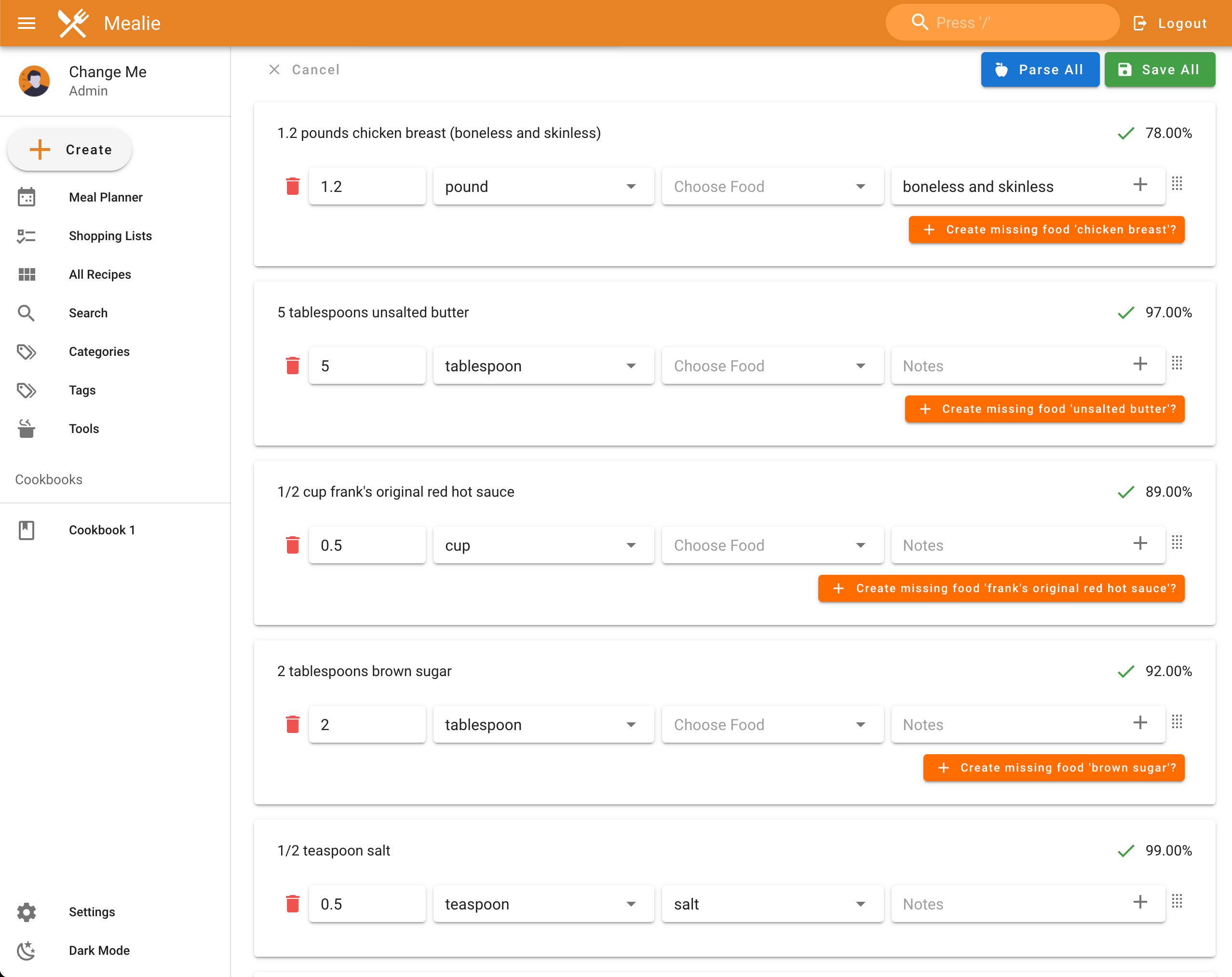 Customer profile user interface